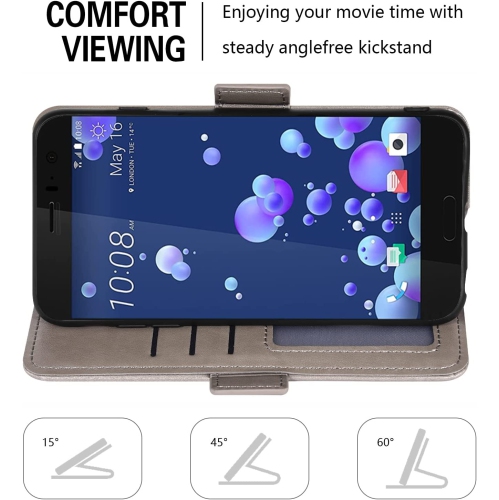 Compatible with HTC U11 Wallet Case and Tempered Glass Screen Protector Flip Purse Accessories Wrist Strap