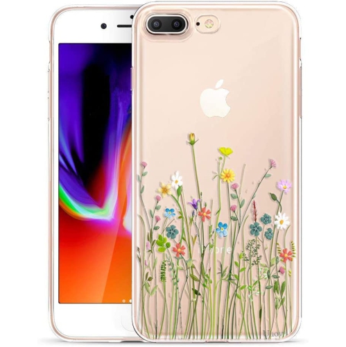 GENERIC  Case Compatible With Iphone 8 Plus Iphone 7 Plus Case Clear With Design Embossed Pattern Tpu Soft Bumper Shock