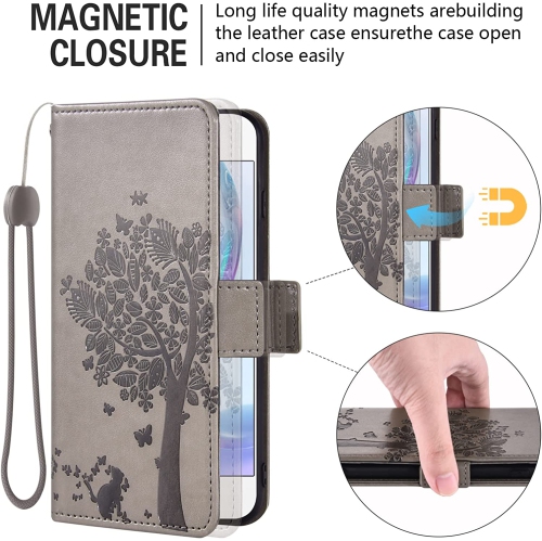 Compatible with Nokia 6 2017 Wallet Case and Tempered Glass Screen Protector Flip Purse Accessories Wrist Strap