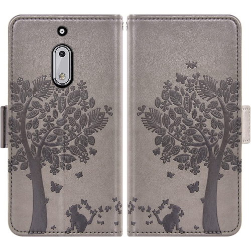 Compatible with Nokia 6 2017 Wallet Case and Tempered Glass Screen Protector Flip Purse Accessories Wrist Strap