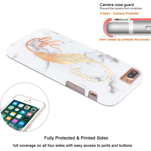 Shiny Rose Gold Love Life White Marble Design Slim Shockproof Flexible Bumper TPU Soft Case Rubber Silicone