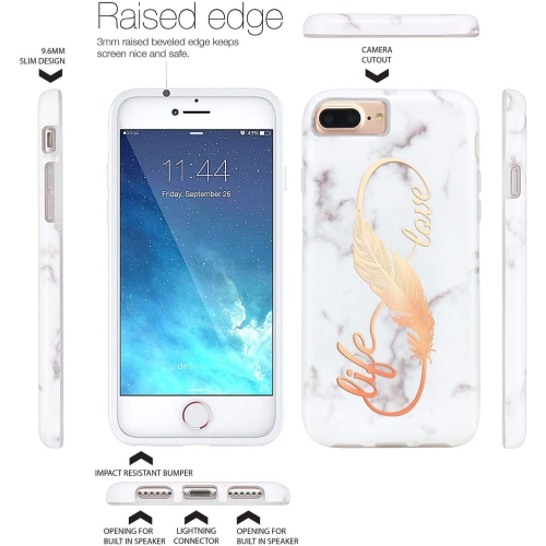 Shiny Rose Gold Love Life White Marble Design Slim Shockproof Flexible Bumper TPU Soft Case Rubber Silicone