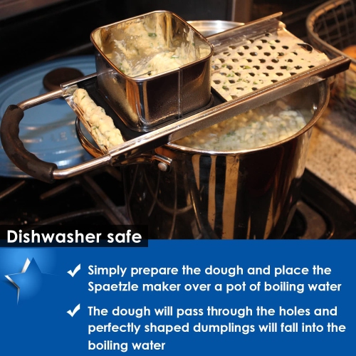 Machine à Spaetzle en acier inoxydable avec poignée à prise confortable, cuillère à spaghetti araignée en acier inoxydable