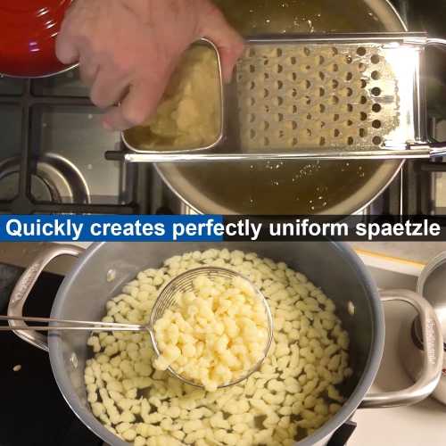 Machine à Spaetzle en acier inoxydable avec poignée à prise confortable, cuillère à spaghetti araignée en acier inoxydable