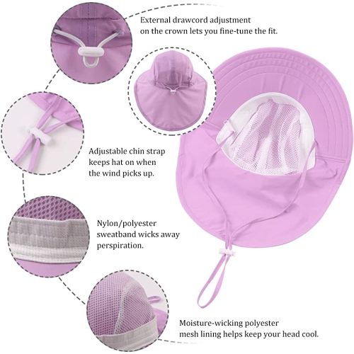 Chapeau de soleil imperméable protection UV pour femmes avec protège-cou à rabat pliable pour l'été