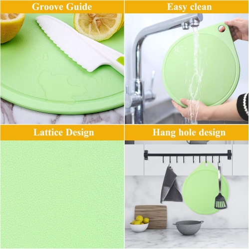 Ensemble de couteaux pour enfants, couteaux de cuisson pour enfants en 3 tailles et planche à découper en plastique/prise ferme, lames dentelées,