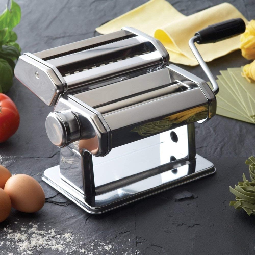 Stainless Steel Manual Pasta Maker Machine | with Adjustable Thickness Settings | Perfect for Professional