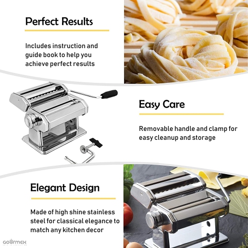 Stainless Steel Manual Pasta Maker Machine | with Adjustable Thickness Settings | Perfect for Professional