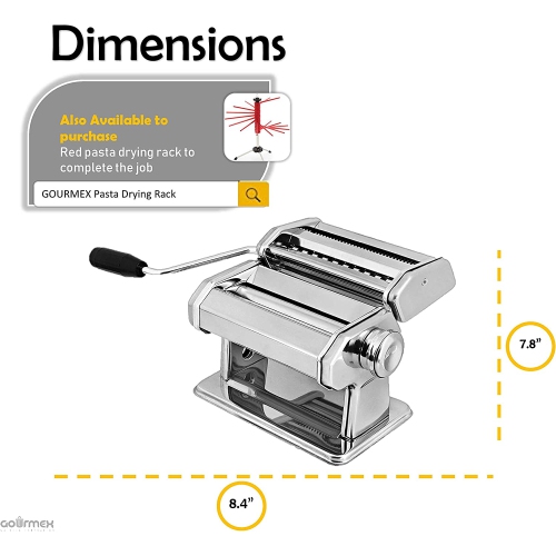 Stainless Steel Manual Pasta Maker Machine | with Adjustable Thickness Settings | Perfect for Professional