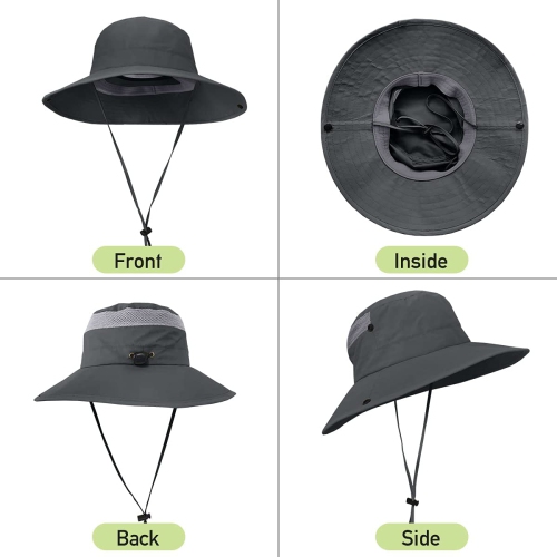 Chapeau de deux dollars pour lʼextérieur – Protection UV UPF pour hommes et femmes, chapeau de soleil de seau pour la pêche, randonnée, jardinage