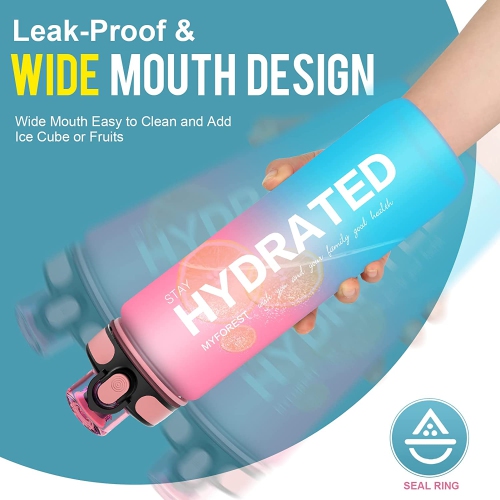 Bouteille d’eau motivationnelle de 32 oz avec paille, bouteille d’eau sport de 1000 ml avec marqueurs de l’heure, sports qui ne fuient pas