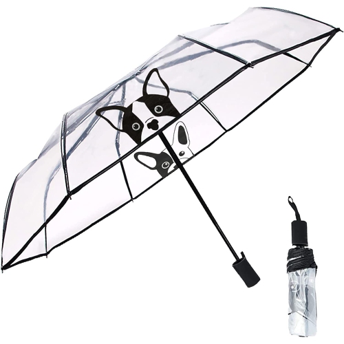 Parapluie de golf transparent repliable avec housse imperméable de voyage de vent Umbrella. Ouverture manuelle