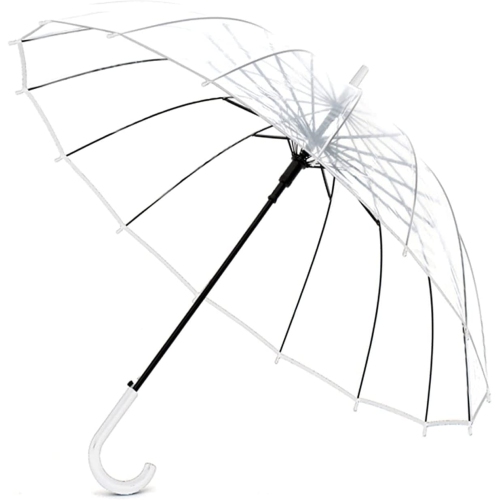 Parapluie de voyage transparent Bubble On ouvre automatiquement 16 côtes en acier très grand dôme en PVC résistant au vent KS10