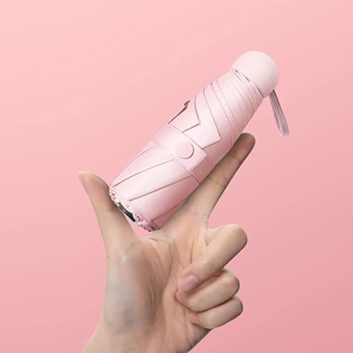 Mini-parasol compact de voyage pour femmes et hommes avec petit parasol portatif 8 côtes levées résistant au soleil et à la pluie avec protection