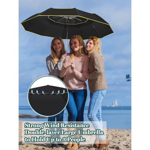 Extra Large Golf Umbrella Automatic Open Folding Umbrella Windproof Compact Large Double Canopy Umbrella