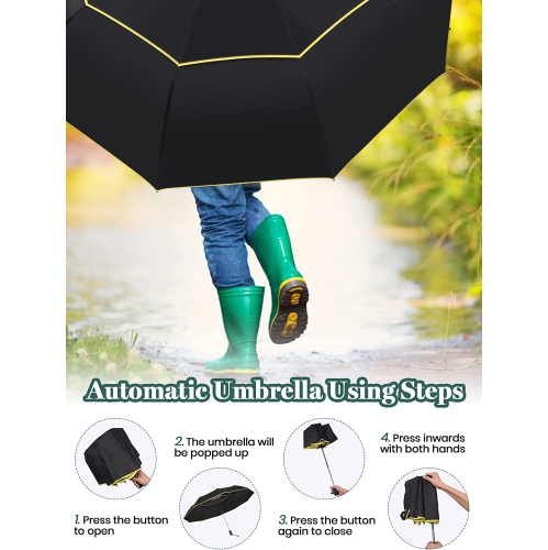 Extra Large Golf Umbrella Automatic Open Folding Umbrella Windproof Compact Large Double Canopy Umbrella