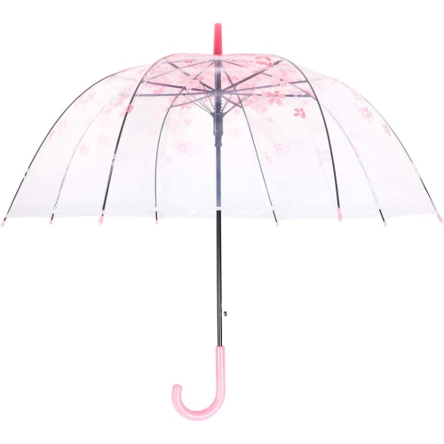 Elegant Arch Umbrella Windproof Thick Transparent Cherry Cute Design Romantic Long Handle Rain Umbrella KS11