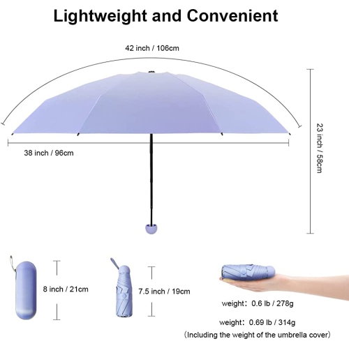 Mini Travel Compact Umbrella for Women&Men with 8 Rib Small Portable Sun and Rain Umbrella with UV Protection Windproof