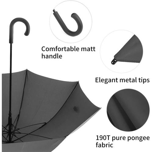 Hook Handle Umbrella Windproof UPF 50+, j Stick UV Umbrellas Auto Open 54IN…