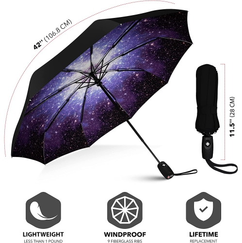 Parapluie de voyage à l’épreuve du vent : résistant au vent, petit : compact, léger, automatique, robuste Mini, repliables