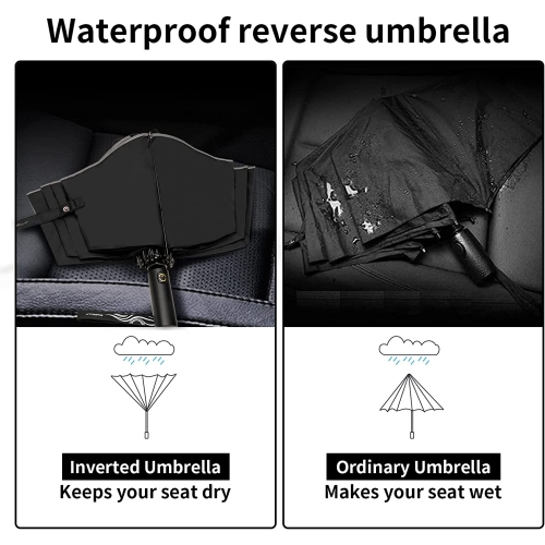 Grand parapluie inversé, inversé et repliable en hauteur pour la pluie, parasol de voyage de 50 po avec sécurité