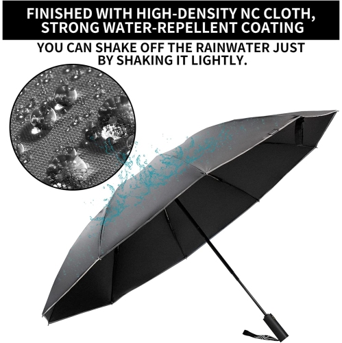 Grand parapluie inversé, inversé et repliable en hauteur pour la pluie, parasol de voyage de 50 po avec sécurité