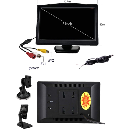 5 Inch TFT LCD Car Color Rear View Monitor Screen for Parking Rear View Backup Camera with 2 Optional Bracket