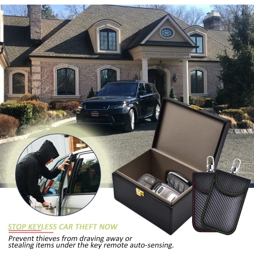 Faraday Box for Car Keys & 2 Pack Faraday Bag for Key Fob Protector, RFID Key Box Faraday Pouch Cage Car Key Signal