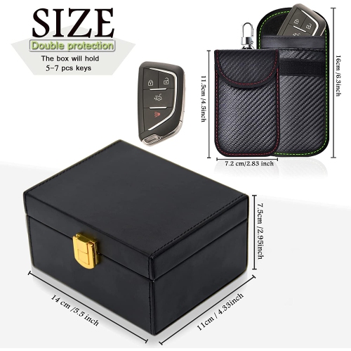 Faraday Box for Car Keys & 2 Pack Faraday Bag for Key Fob Protector, RFID Key Box Faraday Pouch Cage Car Key Signal