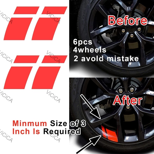 Wheel Decals Hash Stripe Stickers Fits 18"- 21" Wheels, 6Pcs Reflective Car Wheel Rim Decal Stripes Decoration