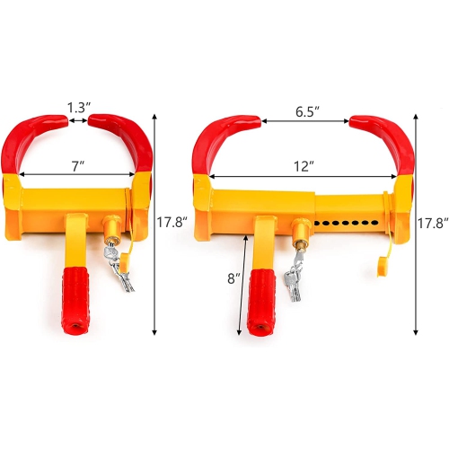 Verrou de serre-joint pour roue avec 3 clés, verrou antivol universel pour pneus, verrou de remorque robuste réglable