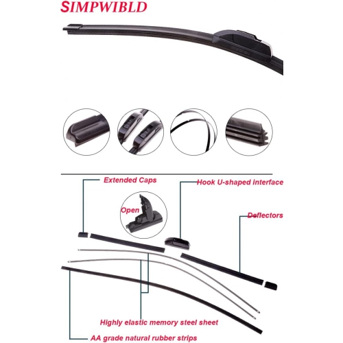 OEM Quality Premium Four Season Universal Front Windshield Wiper Blades For Original Equipment Replacement 22"+22"
