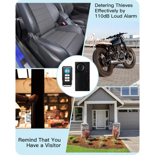 Anti-Theft Alarm Bike/Motorcycle/Vehicle Security Alarm, 110db Loud, Door and Window Alarm, Wireless Vibration