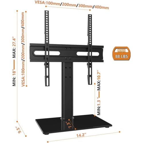 Universal TV Stand/Base Table Top TV Stand with Wall Mount for 27 to 55 inch 9 Level Height Adjustable, Heavy Duty