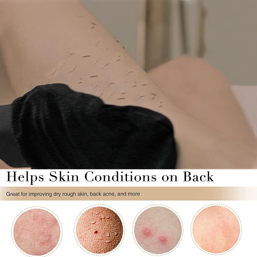 3 Pack Exfoliating Gloves Bath Massage Scrubbing Exfoliator Mitt for Men Women Shower Body Scrub, Unclog Deep Pore