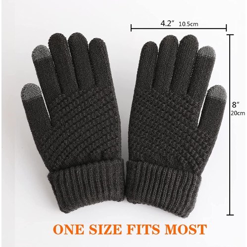 2 Pairs Women's Winter Touch Screen Gloves Warm Fleece Lined Knit Gloves Elastic Cuff Winter Texting Gloves