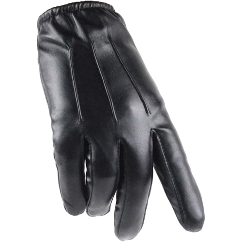 Gants pour écran tactile en cuir pour hommes Winter Driving Warm pour poignet, noir, grand