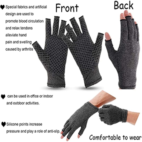 2 Pairs Anti Arthritis Compression Gloves Half Finger Gloves Training Pressure Gloves Pain Wrist Brace