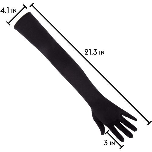 Long Black Elbow Satin Gloves 21 inch Stretchy 1920s Opera Gloves Evening Party Dance Gloves for Women, Black,