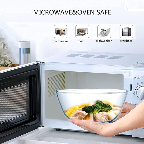 Glass Mixing Bowl Set for Baking 3-Piece Salad Bowl Set, High Brosilicate Large Bowls for Kitchen