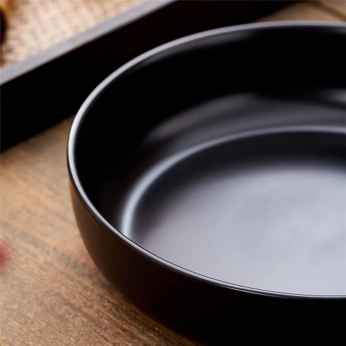 10" Large Serving Bowl, 2.8 Quart Big Salad Bowl, Porcelain Black Pasta Bowl, Sturdy Mixing Bowls, Matte Soup Bowl