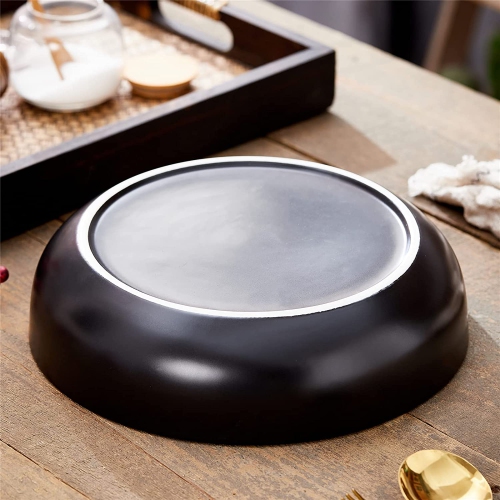 10" Large Serving Bowl, 2.8 Quart Big Salad Bowl, Porcelain Black Pasta Bowl, Sturdy Mixing Bowls, Matte Soup Bowl