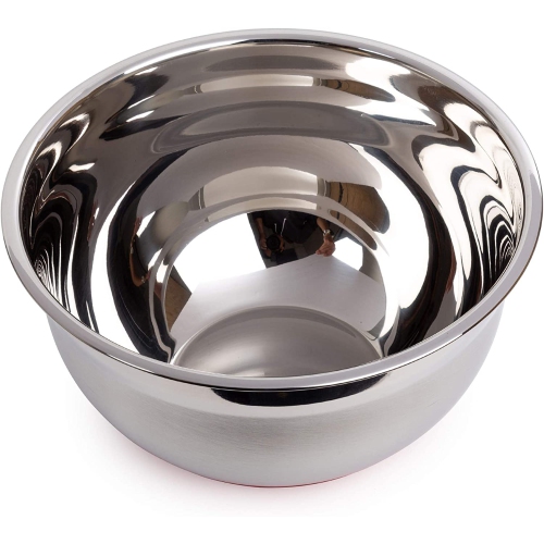 Stainless Steel Non-Slip Silicone Bottom Gourmet Mixing Bowl, 10.25 x 10.25 inches, Red