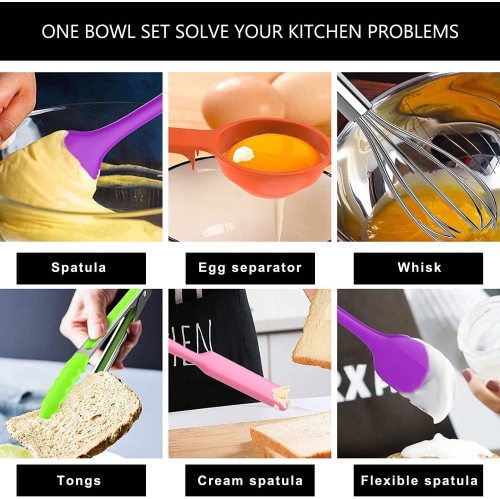 Stainless Steel Mixing Bowls, 6pcs Metal Bowls Set by , Nesting Bowls for Space Saving Storage, Easy to Clean,