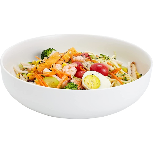 Grand bol de service de 10 po, grand bol à salade de 2.8 pintes, bol à pâtes blanc porcelaine, bols à mélanger robustes, bol à soupe mat