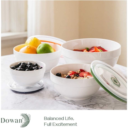 Ceramic Bowls with Lids, Serving Bowls with Lids, Food Storage Container, Porcelain Prep Bowl Set, Versatile