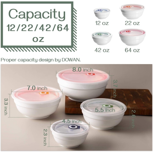 Ceramic Bowls with Lids, Serving Bowls with Lids, Food Storage Container, Porcelain Prep Bowl Set, Versatile