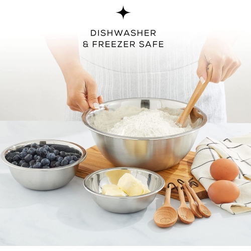 Stainless Steel Mixing Bowl Set of 6 Mixing Bowls. 5qt Large Mixing Bowl to 0.5qt Small Metal Bowl. Kitchen,