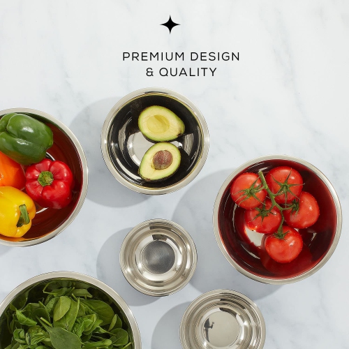 Ensemble de 6 bols à mélanger en acier inoxydable. Grand bol à mélanger de 5 pte à petit bol en métal de 0,5 pte Cuisine,