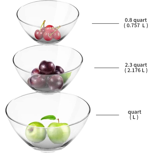 Glass Mixing Bowl,High Borosilicate Glass Mixing Salad Bowls Large Kitchen Nesting